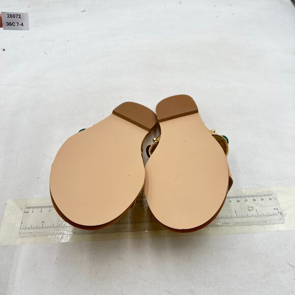 miss left Gold Jewelled Two Straps Open Toe Soft Insole Slip on Slide Sandals - Picture 7 of 8